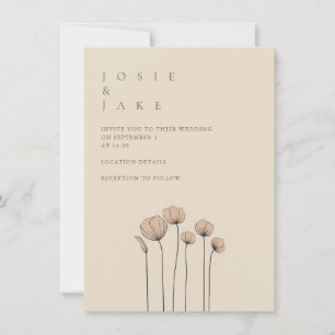 Modern simple flowers wedding invitation
