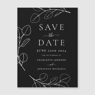 Modern Simple Foliage Black and White Wedding