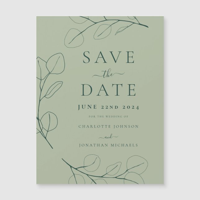 Modern Simple Foliage Sage Green Wedding (Front)
