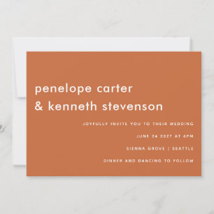 Modern Simple Font Boho Burnt Orange Wedding Invitation