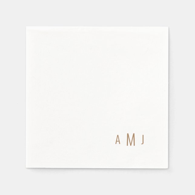  Modern Simple Font Couple Gold Monogram Napkin (Front)
