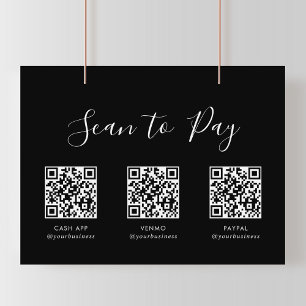 Modern Simple Formal Black QR Scan to Pay Sign