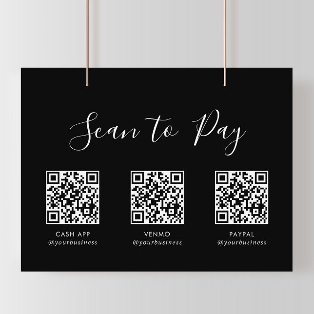 Modern Simple Formal Black QR Scan to Pay Sign (Creator Uploaded)