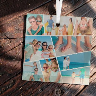 Modern Simple Fun Custom 9 Images Collage Photos Glass Tree Decoration