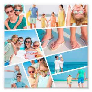 Modern Simple Fun Custom 9 Images Collage Photos Photo Print