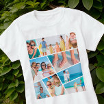 Modern Simple Fun Custom 9 Images Collage Photos T-Shirt<br><div class="desc">Add nine (9) custom photos of your family and friends and the year. Add your photos and if needed,  unmask the group of photo and frame,  adjust the image against the frame,  then click mask.</div>