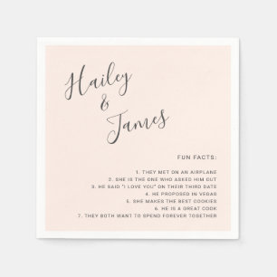 Modern Simple Fun Facts Blush Pink Wedding Napkin