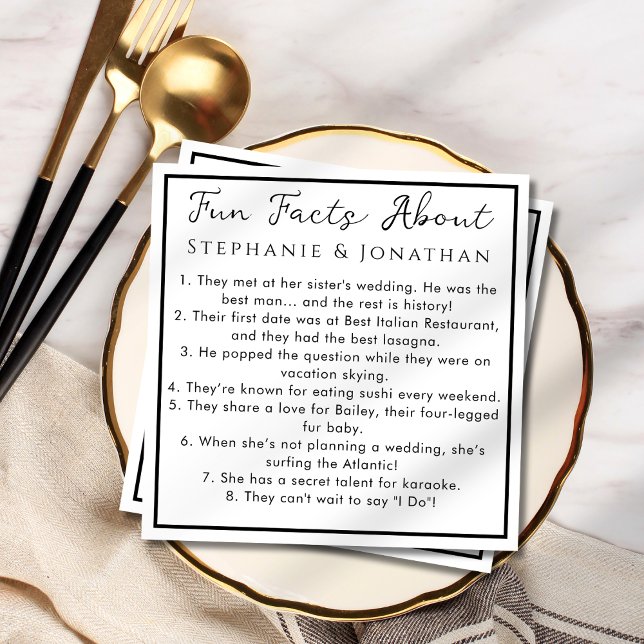 Modern Simple Fun Facts Couple's Names   Napkin (Creator Uploaded)