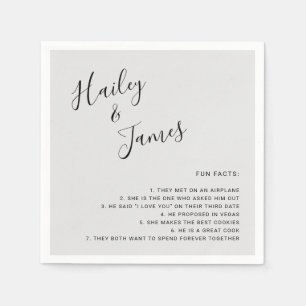 Modern Simple Fun Facts Grey Silver Wedding Napkin
