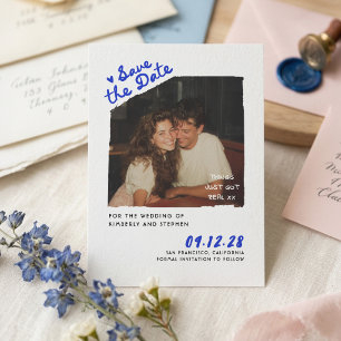 Modern Simple Fun Handwritten Save The Date Photo Invitation