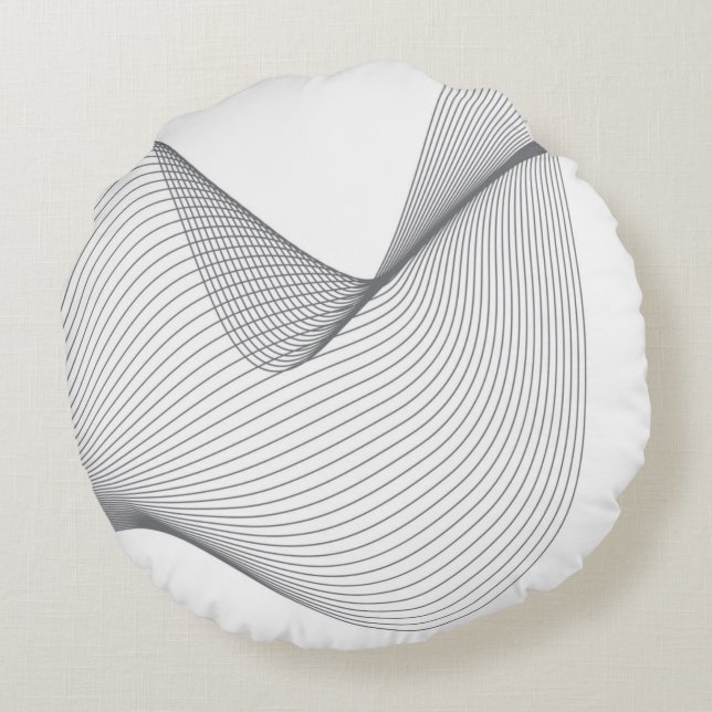 Modern, simple, futuristic urban wavy illustration round cushion (Back)