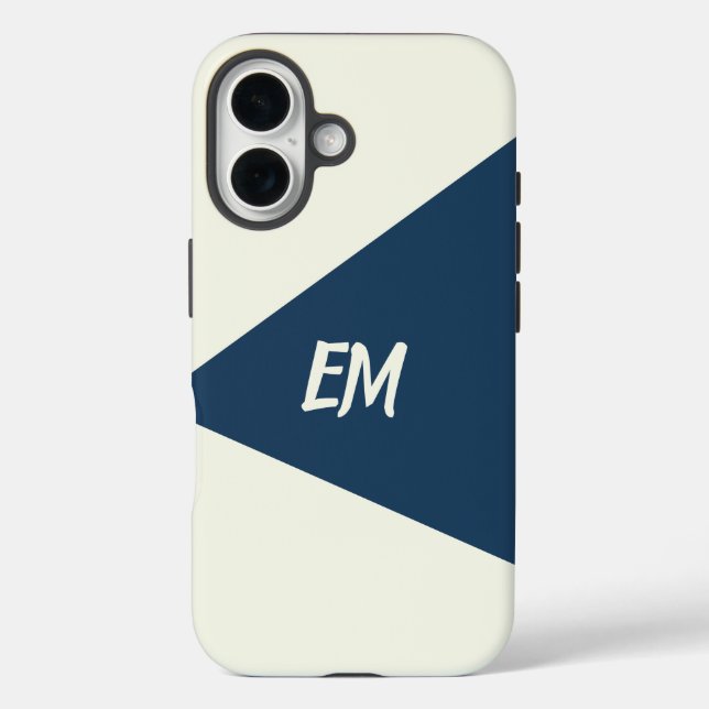 Modern Simple Geometric Blue and Cream Case-Mate iPhone Case (Back)