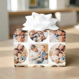 Modern Simple Geometric Four Photo Template Wrapping Paper