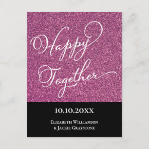 Modern Simple Girly Pink Glitter Save The Date Postcard