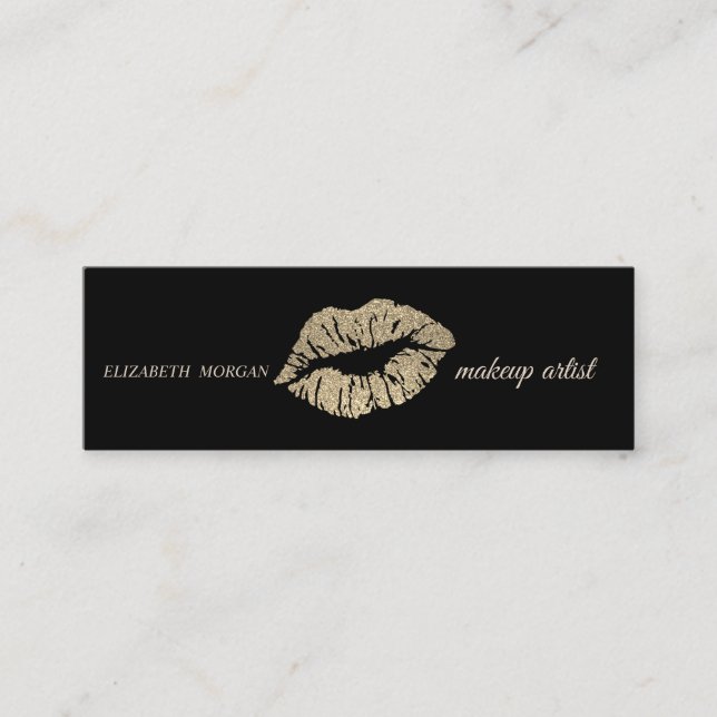 Modern Simple  Glitter Lips,Makeup Artist Mini Business Card (Front)