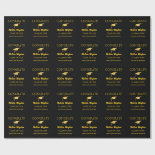 Modern Simple Gold Cap Typography Grad Party  Wrapping Paper