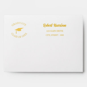 Modern Simple Gold Cap Typography Graduation Party Envelope