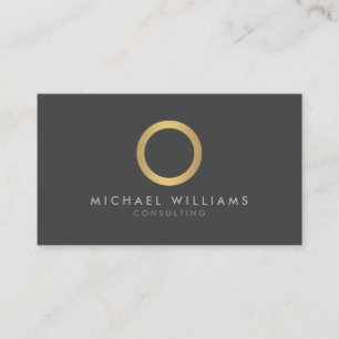 Modern Simple Gold Circle Grey Business Card
