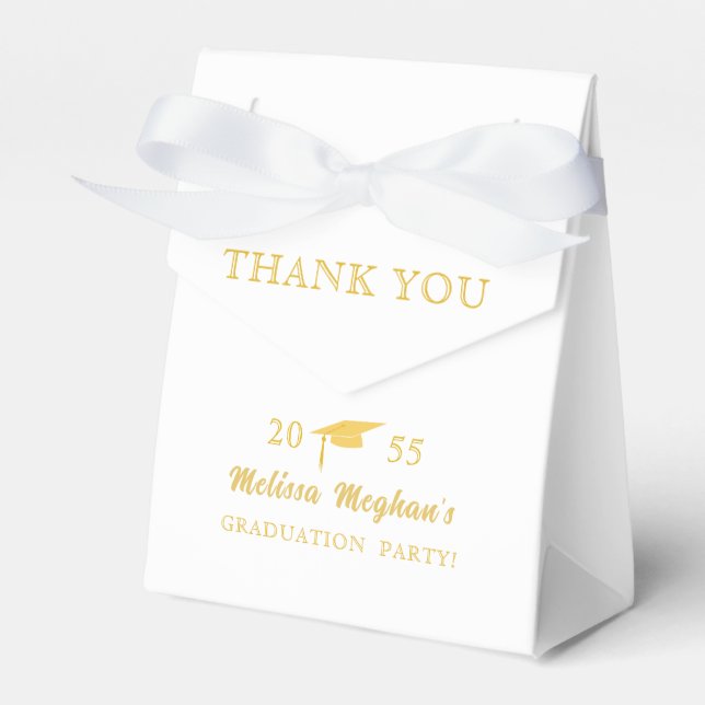 Modern Simple Gold Graduation Cap Grad Party  Favour Box (Front Side)
