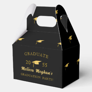 Modern Simple Gold Graduation Cap Grad Party  Favour Box