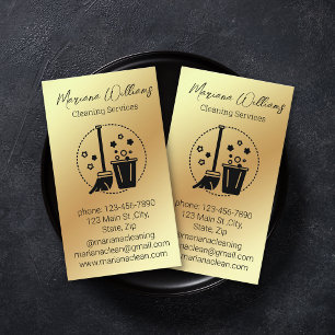 modern simple gold metal cleaning services logo business card