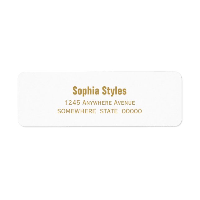Modern Simple Gold on White Wedding Return Address Label (Front)
