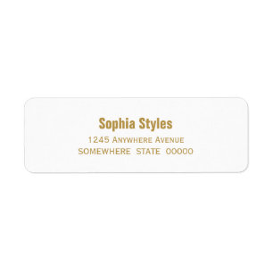 Modern Simple Gold on White Wedding Return Address Return Address Label