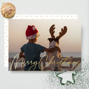 Modern Simple Gold Photo Merry Christmas Foil Holiday Card
