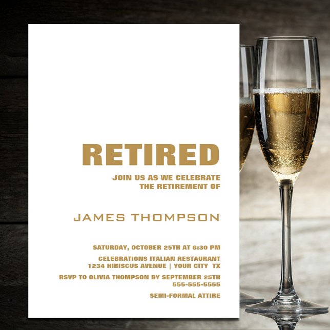 Modern Simple Gold Retirement Party Modern Invitation (Creator Uploaded)