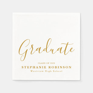 Modern Simple Gold Script Graduation Party Napkin