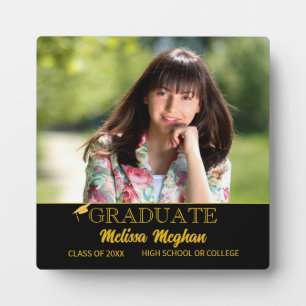 Modern Simple Gold Typography Graduate Photo  Plaque