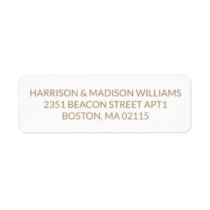 Modern simple gold white Return Address Label