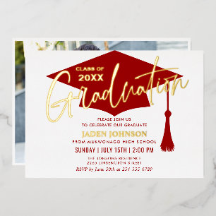 Modern Simple Golden Red Graduation Party