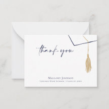 Modern Simple Grad Cap & Gold Tassel Thank You 