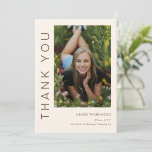 Modern Simple Graduate Photo Graduation Thank You Card