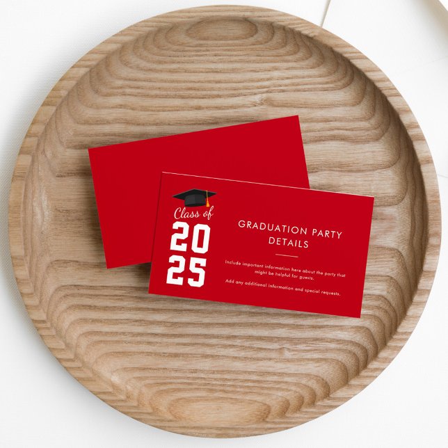 Modern Simple Graduation 2026 Party Enclosure Card (Graduation 2025 Enclosure Card Red)