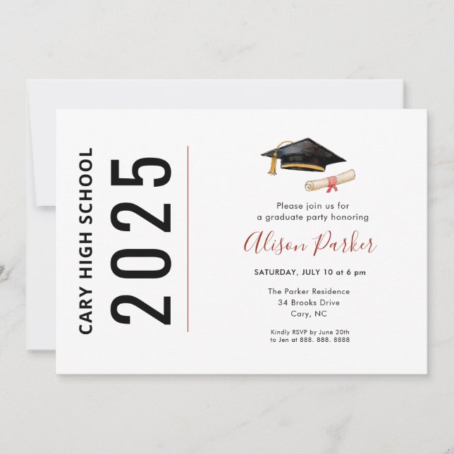 Modern simple Graduation party invitation (Front)