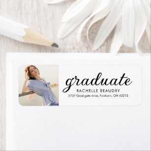 Modern Simple Graduation Photo Address Label Return Address Label
