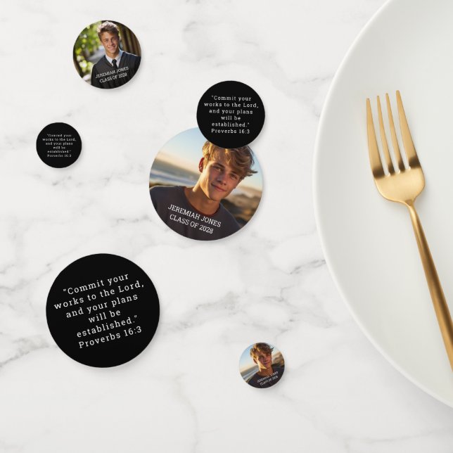 Modern Simple Graduation Photo Table  Confetti (Group)