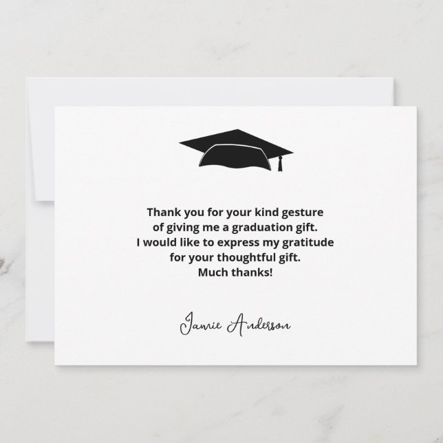 Modern Simple Graduation Thank You Card (Back)