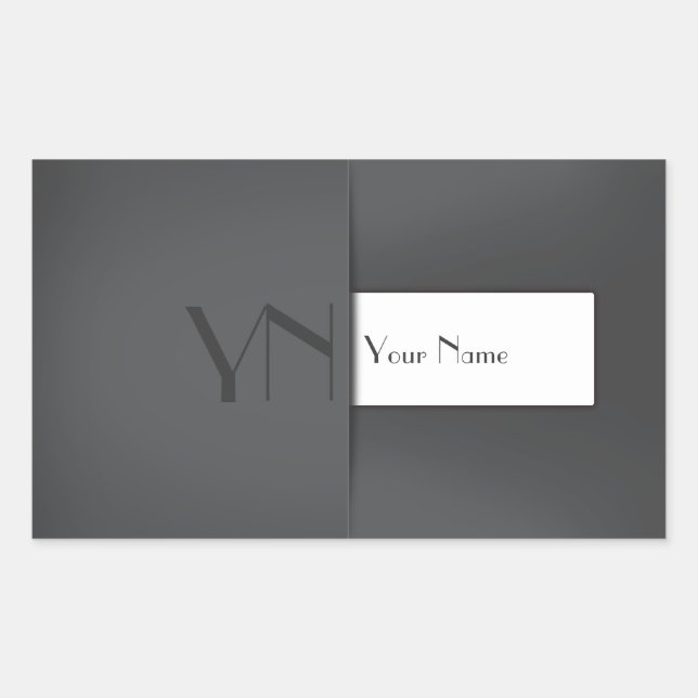 Modern Simple Gray Anthracite Monogram Name Rectangular Sticker (Front)
