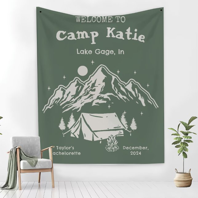 Modern Simple Green Camp Bachelorette Party  Fleece Blanket (Creator Uploaded)