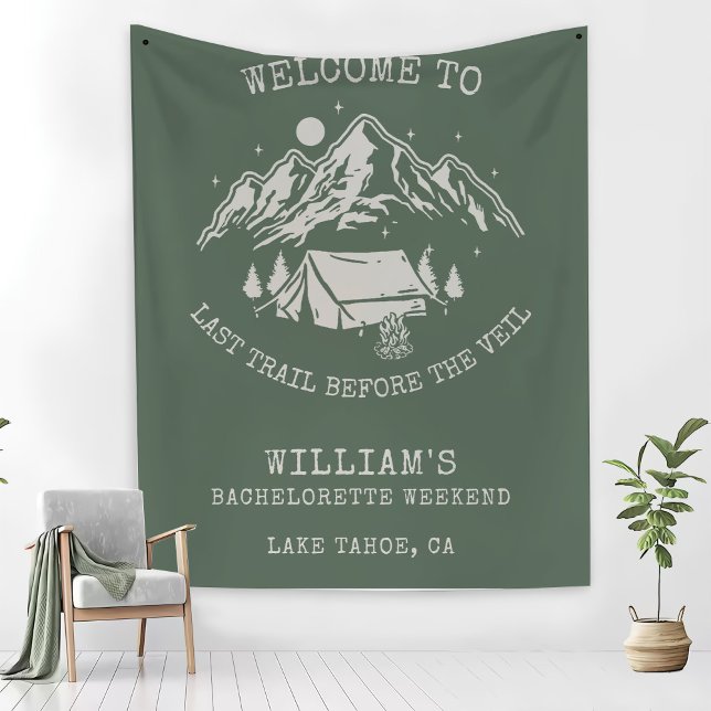 Modern Simple Green Camp Bachelorette Party  Fleece Blanket (Creator Uploaded)