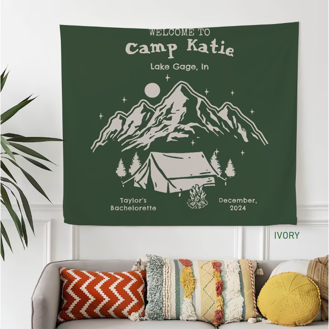 Modern Simple Green Camp Bachelorette Party  Fleece Blanket (Creator Uploaded)
