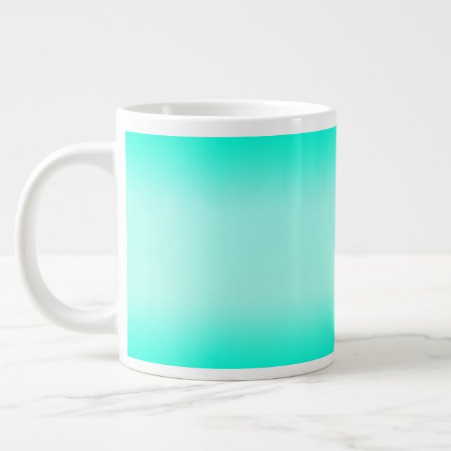 Modern Simple green Turquoise Gradient Colour Large Coffee Mug (Left)