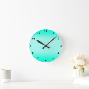 Modern Simple green Turquoise Gradient Colour Round Clock
