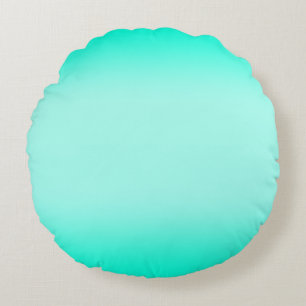 Modern Simple green Turquoise Gradient Colour Round Cushion