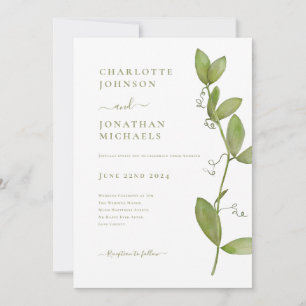 Modern Simple Greenery Wedding Invitation