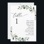 Modern Simple Greenery Wedding Seating Chart Cards<br><div class="desc">Designed to coordinate with our Boho Greenery wedding collection,  this customisable Seating Chart Card Template features mixed watercolor greenery leaves paired with a classy serif in black. Matching items available.</div>