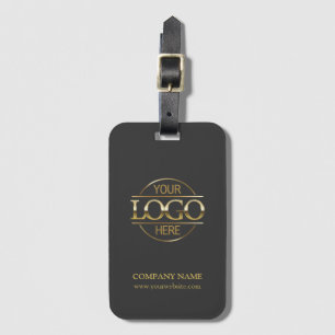 Modern Simple Grey Business Logo Employee Travel Luggage Tag